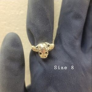 Men's Silver Wire Wrapped Skeleton Head Ring